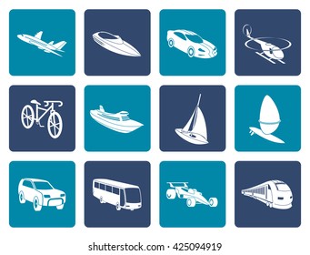 Flat different kind of transportation and travel icons - vector icon set