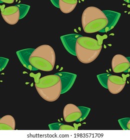 Flat different seamless kiwi splash, Vector pattern fresh kiwi design for decoration background.