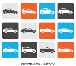 Flat different types of cars icons - Vector icon set