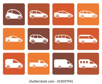 Flat different types of cars icons - Vector icon set