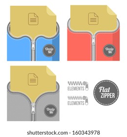 flat different zipper style pockets set