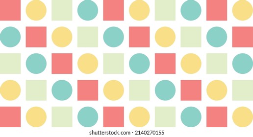Flat. Digital art. Home and wall decoration. Graphic art. A collection of circles and squares. texture. Traditional. Background. Vector. Four different bright colors. Simple. Good and inspirational. 