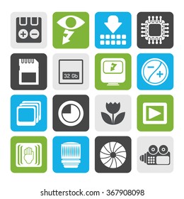 Flat Digital Camera Performance - Vector Icon Set 