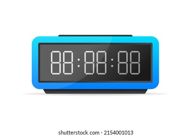Flat digital clock illustration on white background. Phone icon set. Flat vector illustration