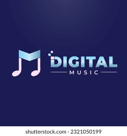 diseño de logotipo de música digital plana.logotipo de tifografía.logotipo de marca de fábrica