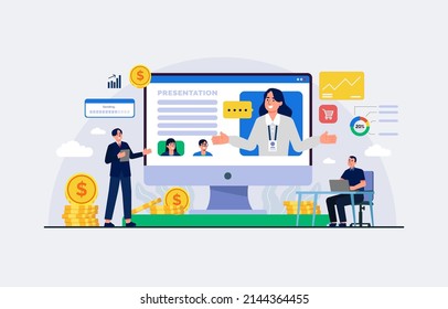 Flat Digital Office Concept Art