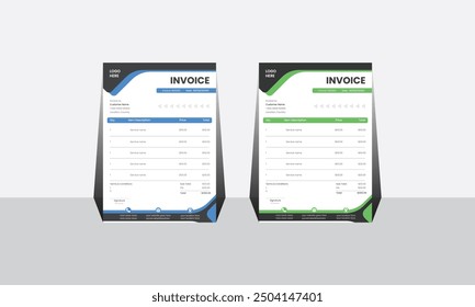 Flat digital unique modern invoice template 