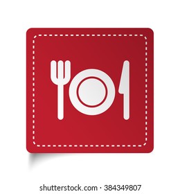 Flat Dinner icon on red sticker