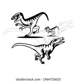 Flat dinosaurus Raptor illustration vector
