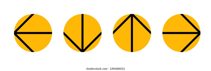 Flat directional directional icons for apps, public spaces and web sites. Vector illustration. Left, right, forward, back, up, down.