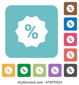 Flat discount icons on rounded square color backgrounds.