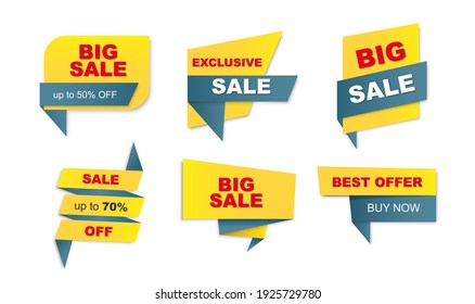 Flat Discount price tags badge Set. Vector illustration