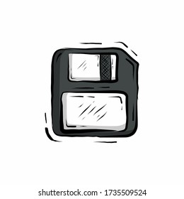 Flat diskette Icon. handdrawn vector illustration.