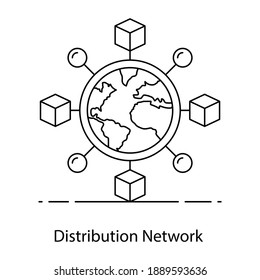A flat distribution network icon, flat vector 