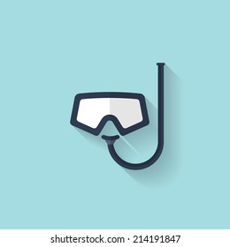 Flat diving mask and tube web icon