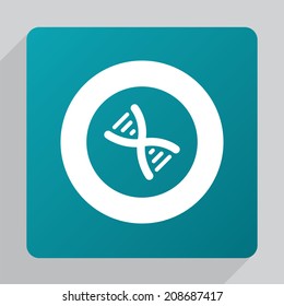 flat DNA icon, white on green background 