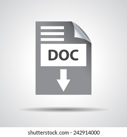 flat doc download icon on a grey background