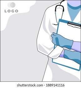 Flat doctor medical test vector illustration of gray background clean for editorial design. suitable for diagnostic information, medical tests, announcements, medical media posts, etc.
