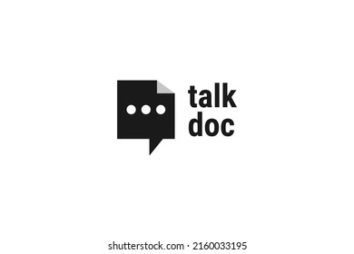 Flat document talk or chat logo design vector template