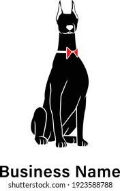 Flacher Hund mit Logo-Design für Bow-Krawatte