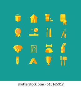 Flat dog care vector web icons.
Flat style using two colors.Simple flat conceptual symbols of nutrition, grooming and accessories of dogs. Flat vector related icon set for web and mobile applications.