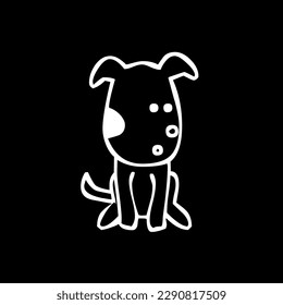 Flat Dog icon card and sticker. Isolated on a black background, vector illustration.