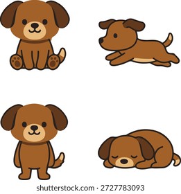 Flaches Hunde-Illustrationssatz für Heimtierthemen