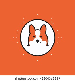 a flat dog logo in a simple line