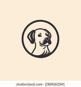 a flat dog logo in a simple line