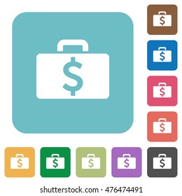 Flat Dollar bag icons on rounded square color backgrounds.