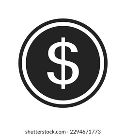 Flat Dollar Coin Isolated Vector Icon Illustration