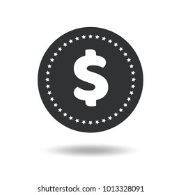 Flat dollar icon isolated on transparent background. Vector illustration.