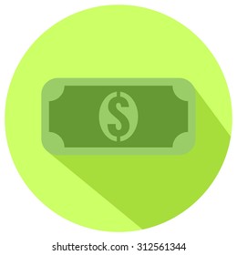 Flat dollar icon with long shadow