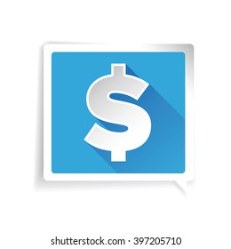 Flat dollar icon or sign