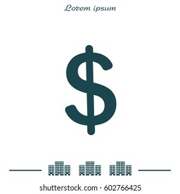 Flat dollar icon. vector illustration