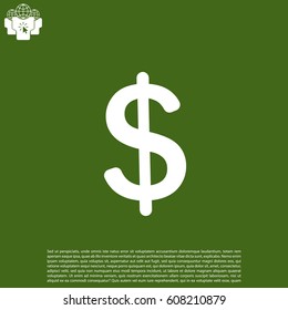 Flat dollar icon. vector illustration