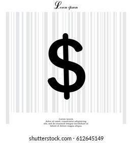 Flat dollar icon. vector illustration