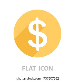 Flat dollar icon. vector illustration