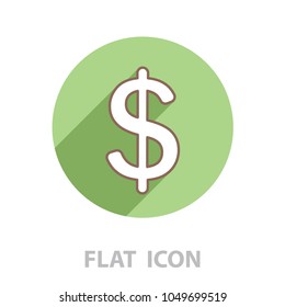 Flat dollar line icon.