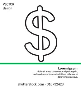 Flat dollar line icon.
