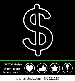 Flat dollar line icon.