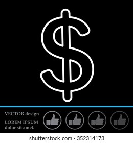 Flat dollar line icon.
