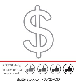 Flat dollar line icon.