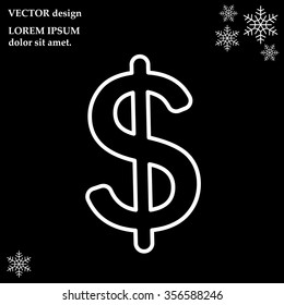 Flat dollar line icon.