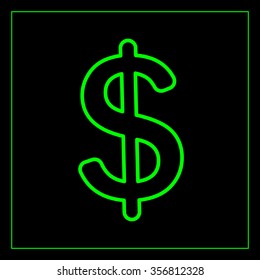 Flat dollar line icon.