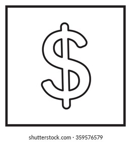 Flat dollar line icon.