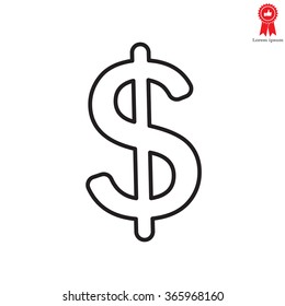 Flat dollar line icon.