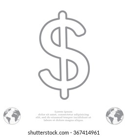 Flat dollar line icon.