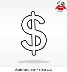 Flat dollar line icon.