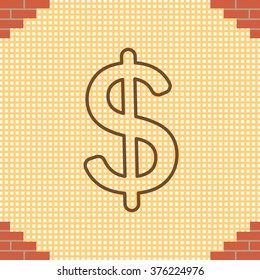 Flat dollar line icon.